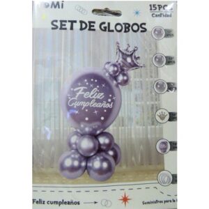 SET GLOBOS CON CORONA PLATA