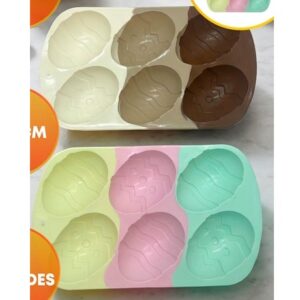 MOLDE SILICONA HUEVOS DE PASCUA DECORADOS X6
