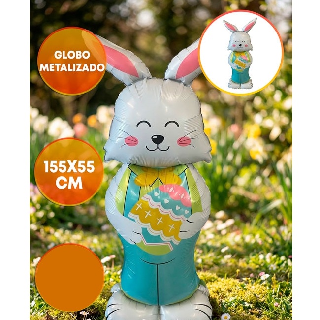 GLOBO FOIL SILUETA CON BASE 1,55MT CONEJO PARADO