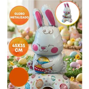 GLOBO FOIL SILUETA CON BASE 45CM CONEJO