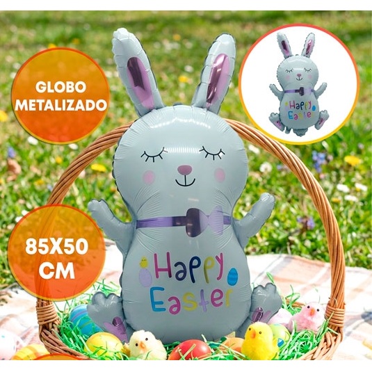 GLOBO FOIL SILUETA 85CM CONEJO PASCUA