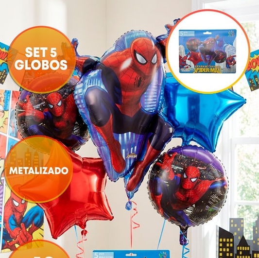 SET 5 GLOBOS HOMBRE ARAÑA
