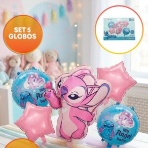 SET 5 GLOBOS STITCH ANGELA BESO