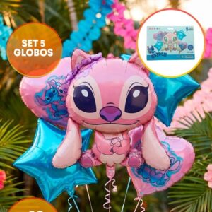 SET 5 GLOBOS STITCH ANGELA