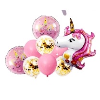 SET 9 GLOBOS UNICORNIO ROSA