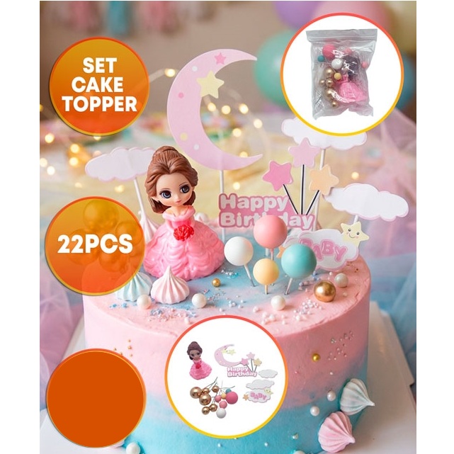 ADORNO PARA TORTA ESFERAS Y PRINCESA