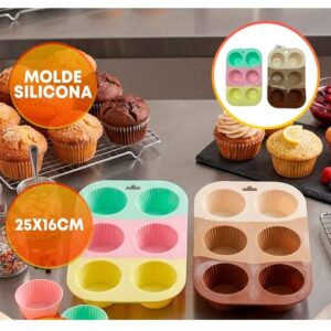MOLDE SILICONA CUPCAKE X6 ACANALADO