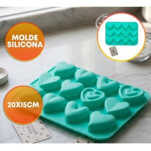 MOLDE SILICONA BOMBONES CORAZON SURTIDOS X12