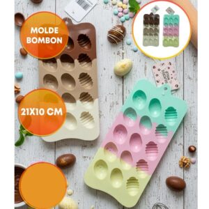 MOLDE SILICONA HUEVOS DE PASCUA DECORADOS X15