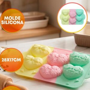 MOLDE SILICONA CORAZONES DECORADOS 7X5CM X6