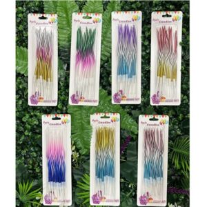 VELAS CURVAS X12 METALIZADAS TRICOLOR