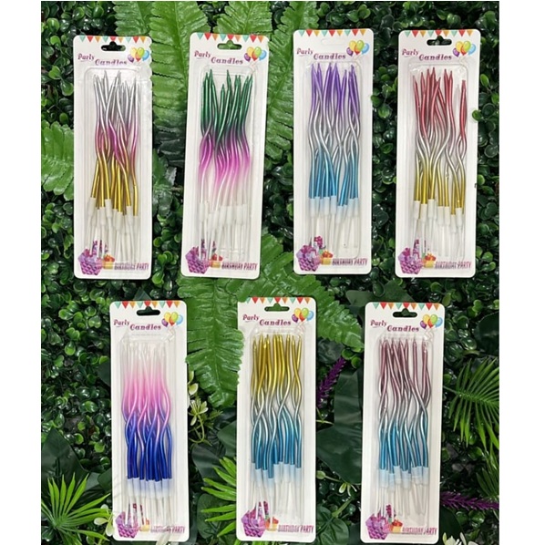 VELAS CURVAS X12 METALIZADAS TRICOLOR