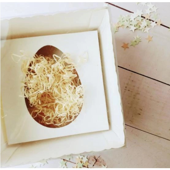 CAJA BLANCA MEDIO HUEVO 20X20X12 CM TAPA ACETATO