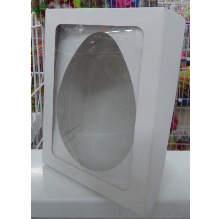 CAJA MEDIO HUEVO BLANCA CON VISOR 17X12X8CM