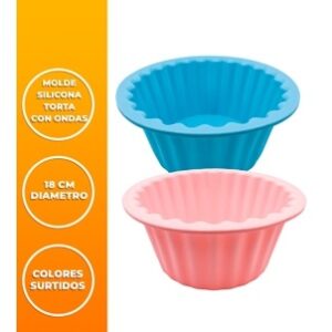 MOLDE SILICONA REDONDO TORTA 18CM CON ONDAS