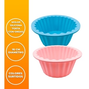 MOLDE SILICONA REDONDO TORTA 18CM CON ONDAS