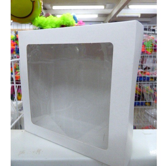 CAJA TORTERA CON VISOR BLANCA 19X19X8CM
