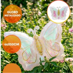 GLOBO FOIL SILUETA MARIPOSA IRIDISCENTE 66 X 50 CM