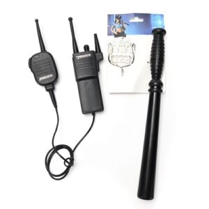SET POLICIA PLACA BASTON WALKIE TALKIE