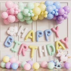GLOBO FOIL FRASE HAPPY BIRTHDAY PASTEL