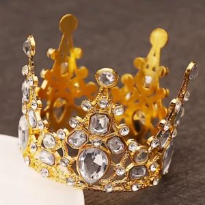 CORONA METAL MINI CON PIEDRAS 6,5CM DORADA