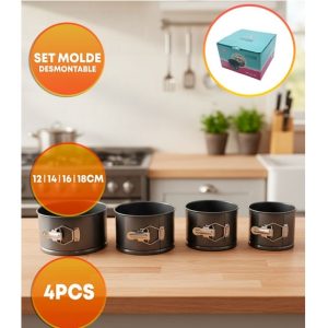 SET MOLDE REDONDO DESMONTABLE 18 16 14 Y 12 CM