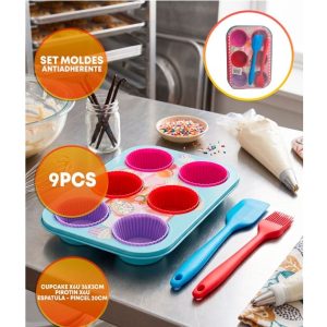 SET MOLDE CUPCAKE X6 PIROTIN SILIC X6 ESPAT PINCEL