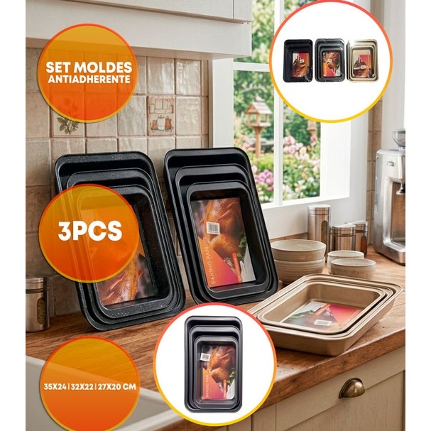 SET MOLDE RECTANGULAR 35X24 32X22 Y 27X20