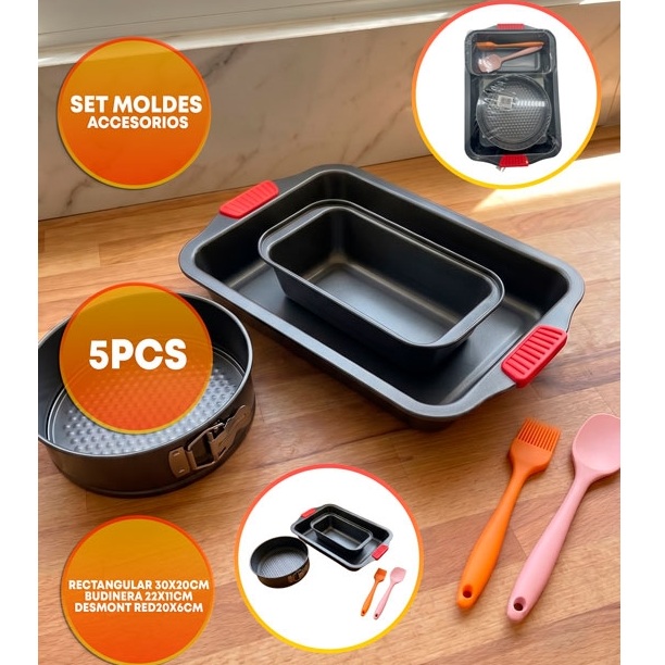 SET MOLDE RECT 30X20 RED 20 BUD 22 ESPATULA PINCEL