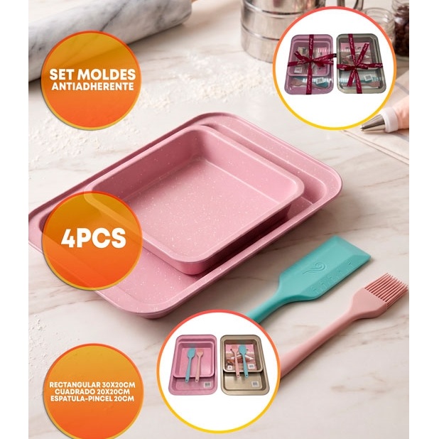 SET MOLDE RECT 30X20 CUAD 20 ESPATULA PINCEL