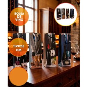 BOLSA VINO 11 X 35 CM TRAJE Y BOTELLA