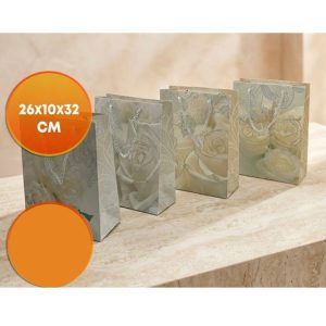 BOLSA DE REGALO 26X32 CM ROSAS CON GIBRE