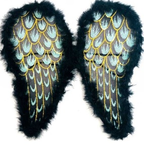 ALAS ANGEL NEGRA CON PLUMAS