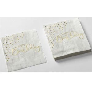 SERVILLETA STAMPING X20 HAPPY BIRTHDAY ORO