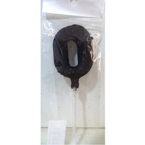 VELA NUMERO GIBRE BISELADA CON PALITO NEGRO 0