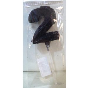 VELA NUMERO GIBRE BISELADA CON PALITO NEGRO 2
