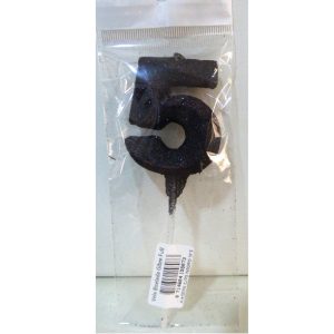 VELA NUMERO GIBRE BISELADA CON PALITO NEGRO 5