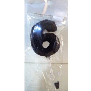 VELA NUMERO GIBRE BISELADA CON PALITO NEGRO 6