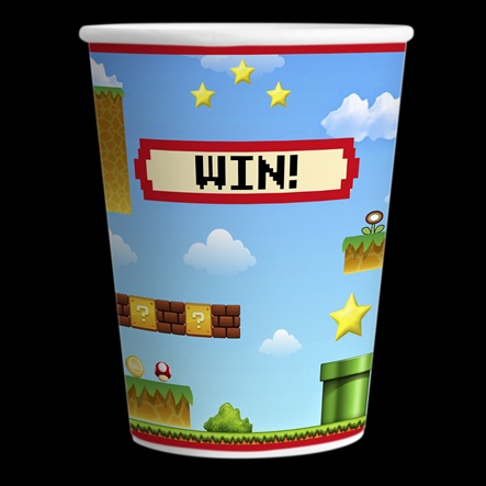 VASO POLIPAPEL X8 MARIO BROS