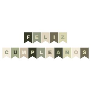 BANDERIN FELIZ CUMPLE COMBINADO TONOS VERDE