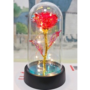 ADORNO CON LUZ ROSA MAGICA 15CM COLOR ROJO