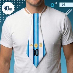 CORBATA TELA ARGENTINA 40CM CELESTE Y BLANCA