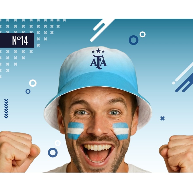 GORRO TELA ARGENTINA CELESTE Y BLANCO AFA