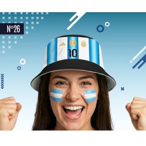 GORRO TELA ARGENTINA CELESTE Y BLANCO CAMISETA