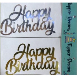 ADORNO FRONTAL ESPEJADO HAPPY BIRTHDAY CURSIVA