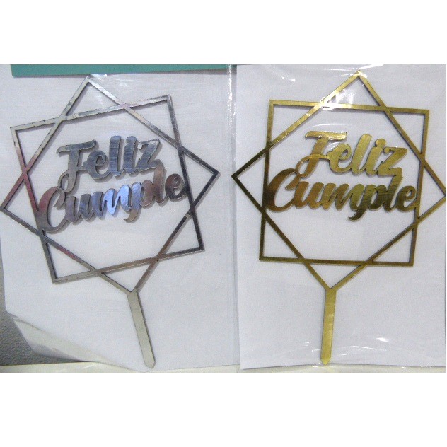 ADORNO PINCHE ESPEJADO FELIZ CUMPLE CUADRADOS