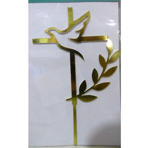 ADORNO PINCHE ESPEJADO CRUZ CON PALOMA