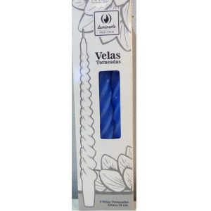 VELA TORNEADA 20CM X6 CELESTE
