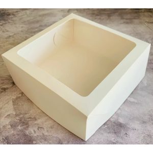 CAJA TORTERA CON VISOR BLANCA 22 X 22 X 9 CM