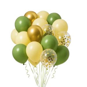 SET 50 GLOBOS VERDE DORADO